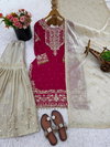 SR 1694 Heavy Micro Cotton With Embroidery Work Top With Plazo Dupatta Exporters In India
